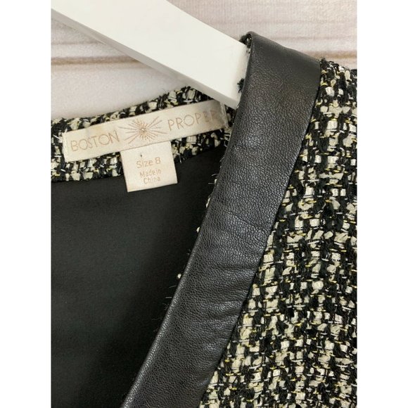 Boston Proper Tweed Dress Faux Leather - Picture 3 of 5